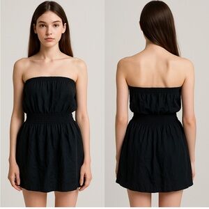 Europe Must Have Sosia Made in Italy Black Smocked Strapless Dress Size XS